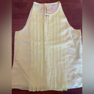 J Crew Lemon Yellow Pleated High Neck  Top Sz S